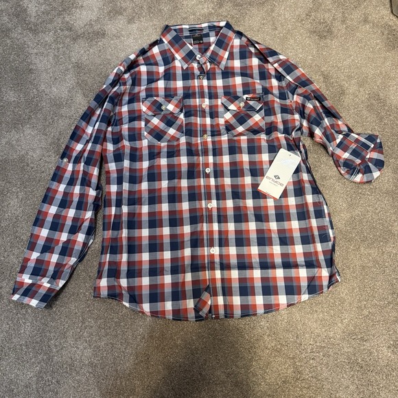 Enyce Mens Button-Up Shirt Size 5XL Plaid Red, White, And Blue - Picture 2 of 7